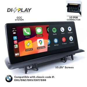 ZZ2DZZ-CCC-1S-E8X-10-UHD 10.25'' DIZZPLAY for Select 2004-2008 BMW 1 Series (E81/E82/E83/E87/E88) with CCC System