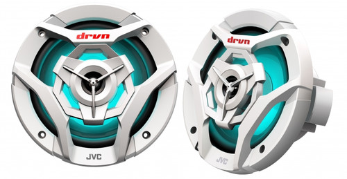 JVC CS-DR621MWL 6.5" 75W RMS Marine Speakers with Built-in LED Lights - White