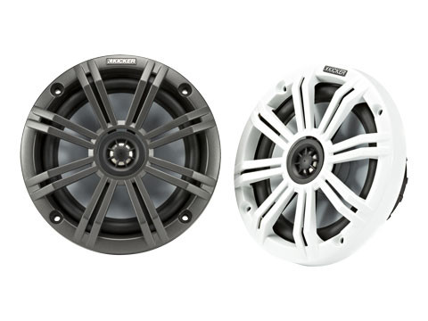 Kicker 45KM654 6.5" 65W RMS 2-Way Marine Coaxial Speakers with Charcoal and White Grilles