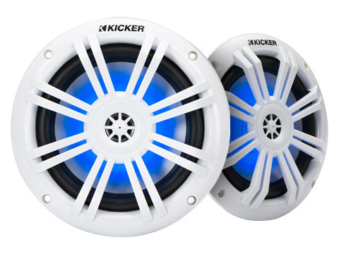 Kicker 49KM604WL 6-1/2" 50W RMS 2-Way Marine Speakers with Blue LED Lighting