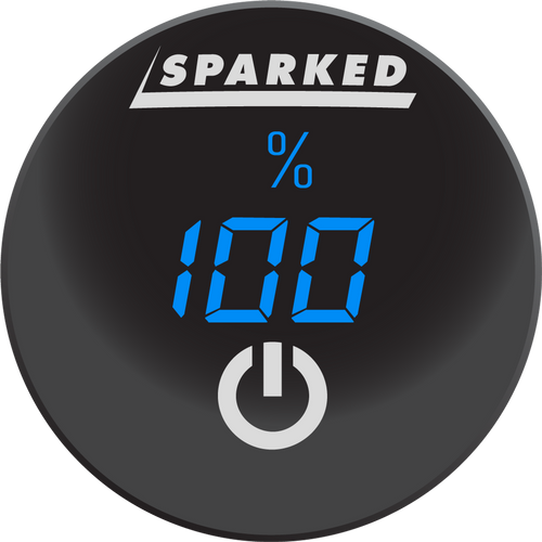 Sparked Innovations DC Voltmeter Battery Capacity Monitor Gauge with Onboard Capacitive Touch Switch