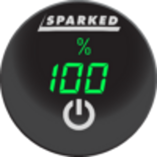 Sparked Innovations DC Voltmeter Battery Capacity Monitor Gauge with Onboard Capacitive Touch Switch