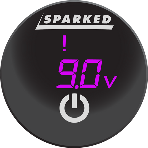 Sparked Innovations DC Voltmeter Battery Capacity Monitor Gauge with Onboard Capacitive Touch Switch