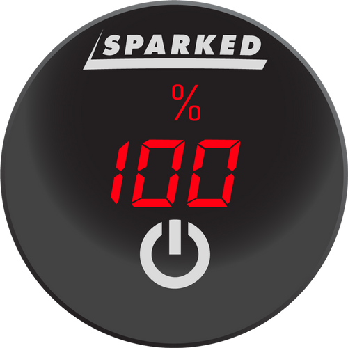 Sparked Innovations DC Voltmeter Battery Capacity Monitor Gauge with Onboard Capacitive Touch Switch
