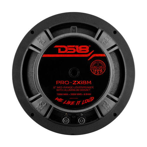 DS18 PRO-ZXI8M 8" 350W RMS Mid-Range Car Audio Loudspeaker - 8 Ohm