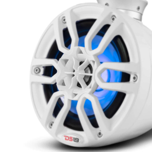 DS18 NXL-PS6W Hydro 6.5" Pod 100W RMS Marine Speaker with Integrated RGB LED Lights (Pair) - White