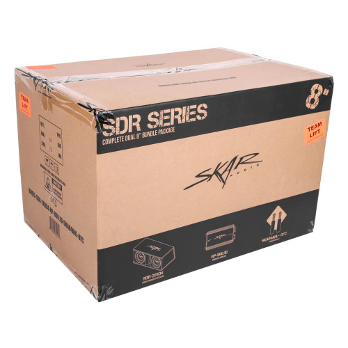 Skar Audio BNDLE-SDR-2X8D4 Dual 8" 700W RMS SDR Series Complete Subwoofer Package with Vented Enclosure and Amplifier