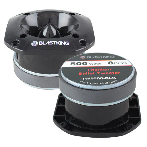 BlastKing TW2000 500 Watts Max 4x4" 1.5 inch VC Titanium Bullet Tweeter