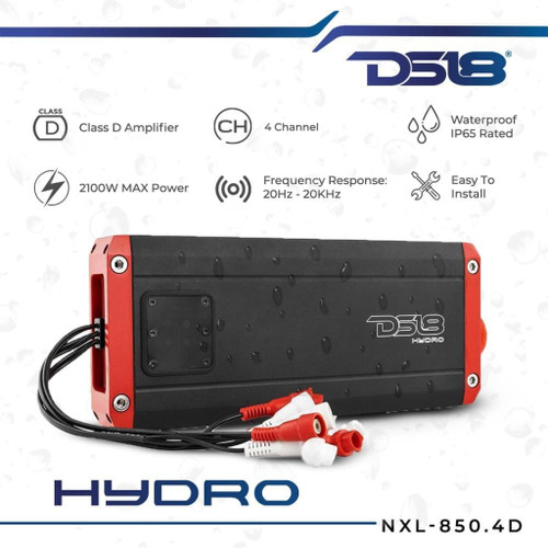 DS18 NXL-850.4D Full-Range Class D IP67 4-Channel Amplifier - 200W RMS x 4