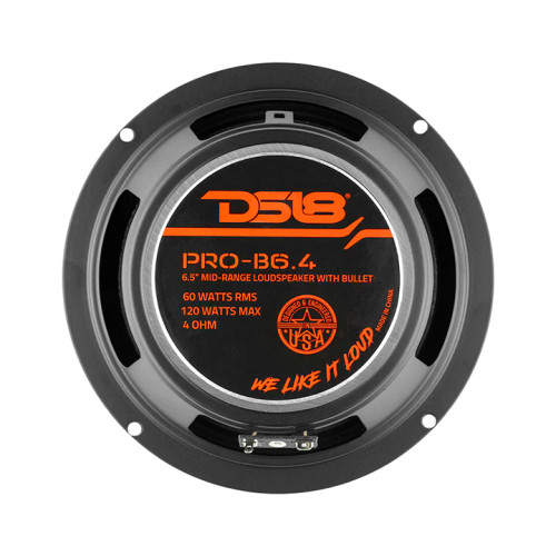 DS18 PRO-B6.4 6.5" Mid-Range 60W RMS Car Audio Loudspeaker with Bullet - 4 Ohm