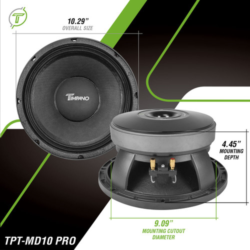 Timpano TPT-MD10PRO 10″ 400W RMS Pro Audio Midrange Loudspeaker - 8 Ohm