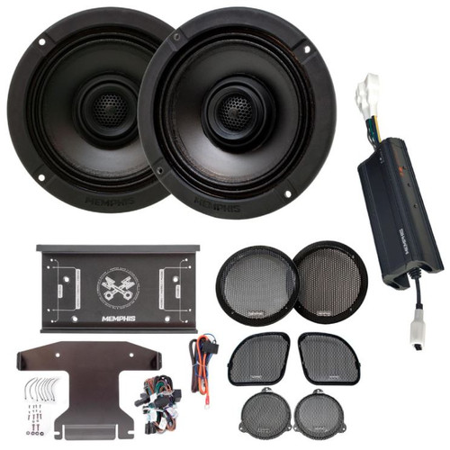Memphis Audio MXAHDPRO2 Harley Davidson 6.5" 75W RMS 2-Speaker Direct Fit OEM Kit with Amplifier