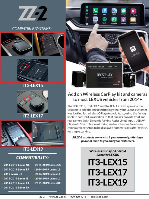 ZZ2 IT3-LEX15 Wireless CarPlay/Android Auto Interface for Select Lexus Vehicles