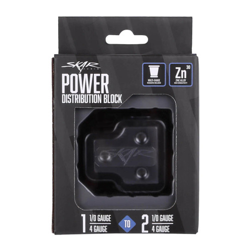 Skar Audio SK-DIST-BLK3 1 x 1/0 or 4 Gauge to 2 x 1/0 or 4 Gauge Power Distribution Block