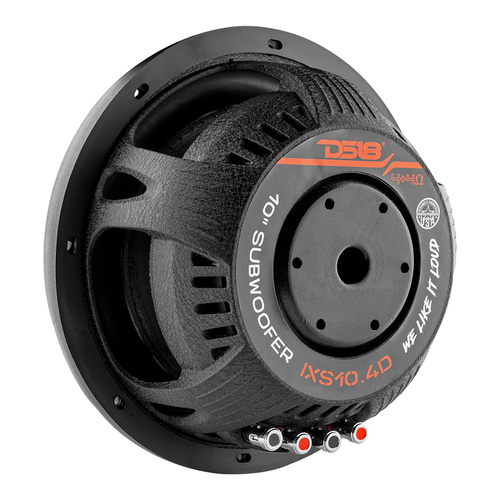 DS18 IXS10.4D 10" 600W RMS Shallow Mount Car Subwoofer - Dual 4 Ohm