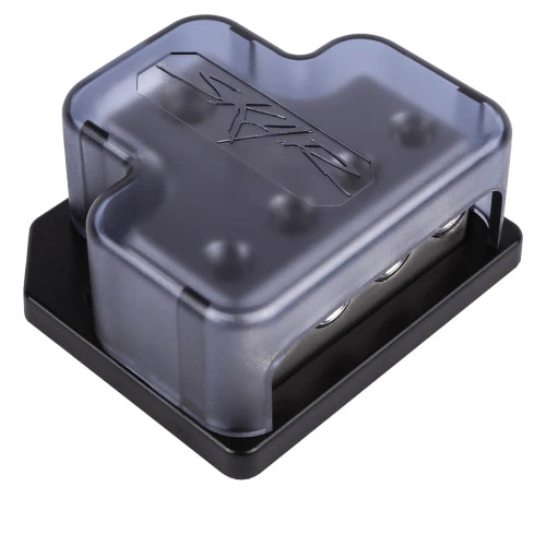 Skar Audio SK-DIST-BLK2 1 x 1/0 or 4 Gauge to 4 x 4 or 8 Gauge Power Distribution Block