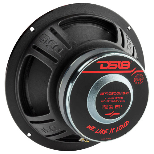 DS18 8PRO300MB-8 8" 150W RMS Midbass Speaker - 8 Ohm
