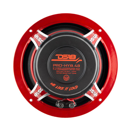 DS18 PRO-HY8.4B 8" 250W RMS Mid-Range Water Resistant Loudspeaker with Built-in Driver - 4 Ohm