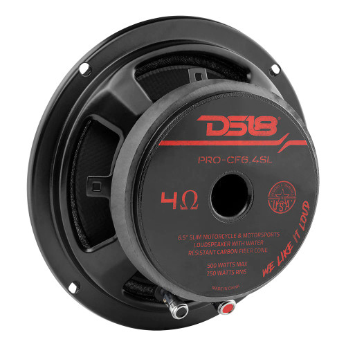DS18 PRO-CF6.4SL 6.5" 250W RMS Shallow Carbon Fiber Water Resistant Mid-Bass Loudspeaker  - 4 Ohm