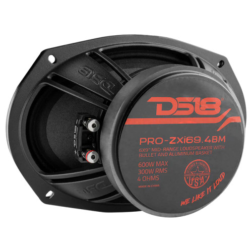 DS18 PRO-ZXI694BM 6x9" 300W RMS Mid-Range Loudspeaker with Bullet and Grill - 4 Ohm