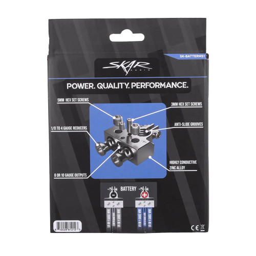Skar Audio SK-BATTERMS1 2 x 0/4 Gauge and 2 x 8/10 Gauge (+/-) Top Post Heavy Duty Positive and Negative Battery Terminals