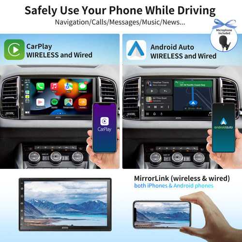 Atoto A6 PF 7" QLED Touchscreen Double-DIN Car Stereo with Wireless Carplay & Android Auto in Dash Video Receiver