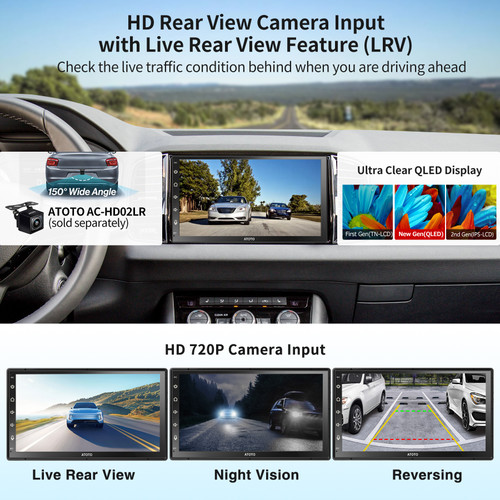 Atoto A6 PF 7" QLED Touchscreen Double-DIN Car Stereo with Wireless Carplay & Android Auto in Dash Video Receiver