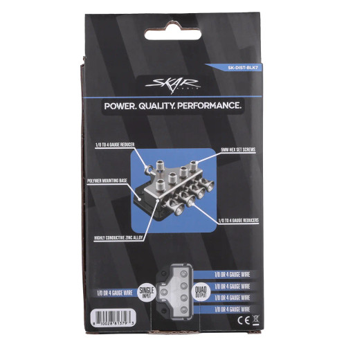 Skar Audio SK-DIST-BLK7 1 x 0/4 Gauge to 4 x  0/4 Gauge Power Distribution Block