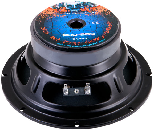 Power Acoustik PRO-808 8" Pro Audio Speakers 8 Ohm Pressed Paper Cone 200W - Open Box
