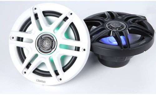 Clarion CMS-651RGB-SWB 6.5" 30W RMS Marine Coaxial Speakers with Sport Grills & RGB Lighting