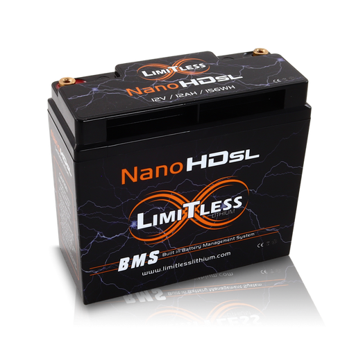 Limitless Lithium Nano-HD NSL-12AH Motorcycle / Power sports Battery (BCI 20 Case)