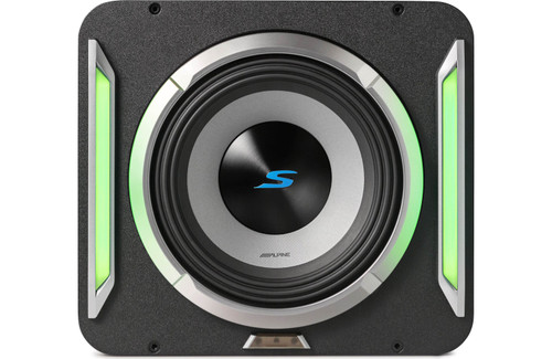 Alpine S2-SB10 PrismaLink S2-Series Sealed Subwoofer Enclosure with 10" 600W RMS Subwoofer and RGB Lighting