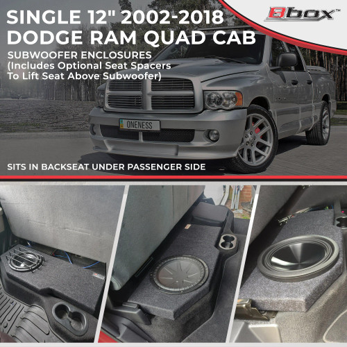 Atrend A201-12CP Single 12" Sealed Subwoofer Enclosure for 2002-2018 Dodge RAM Quad Cab