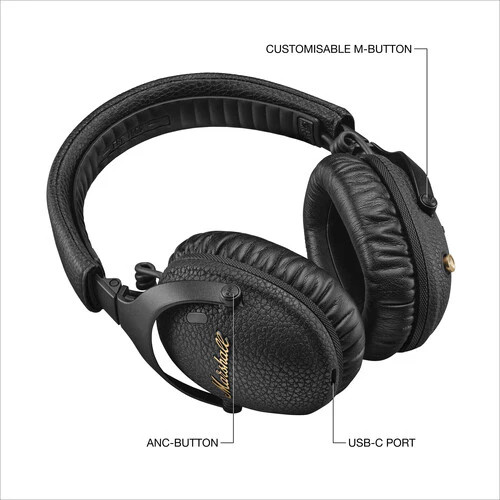 Marshall Monitor III ANC Noise Cancelling Over-Ear Bluetooth Wireless Headphones - Black