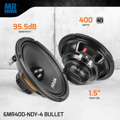 PRV Audio 6MR400-NDY-4 BULLET 6.5″ Neodymium Midrange Bullet Loudspeaker - 4 Ohm