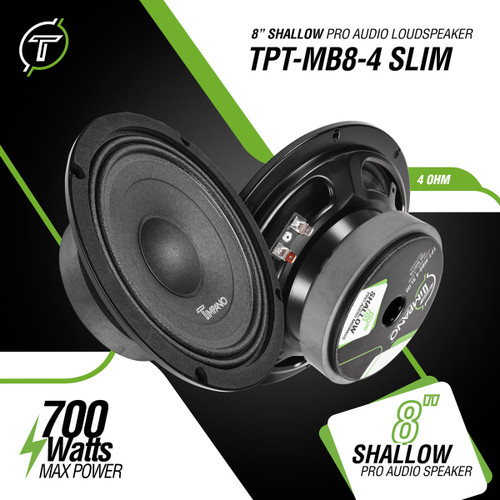 Timpano TPT-MB8-4 SLIM 8″ 230W RMS Shallow Car Audio Midbass Speaker - 4 Ohm