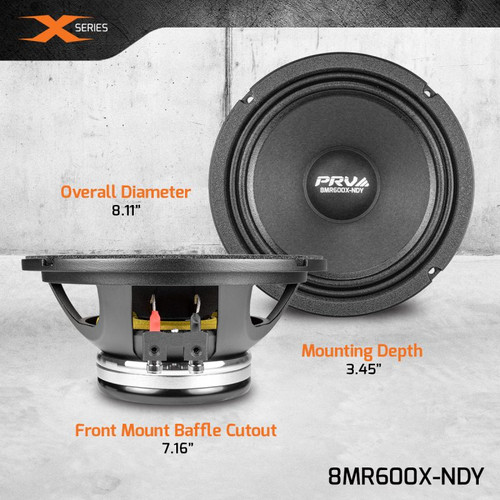 PRV Audio 8MR600X-NDY 8" Midrange Neodymium Loudspeaker - 8 Ohm