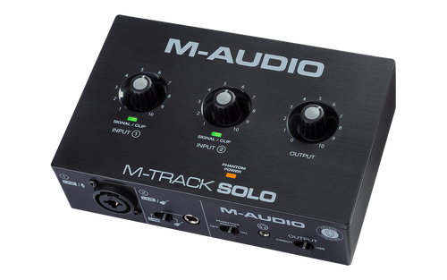 M-Audio M-Track Solo 2-Channel USB Audio Interface with 1 Crystal Preamp, Phantom Power and Instrument Input