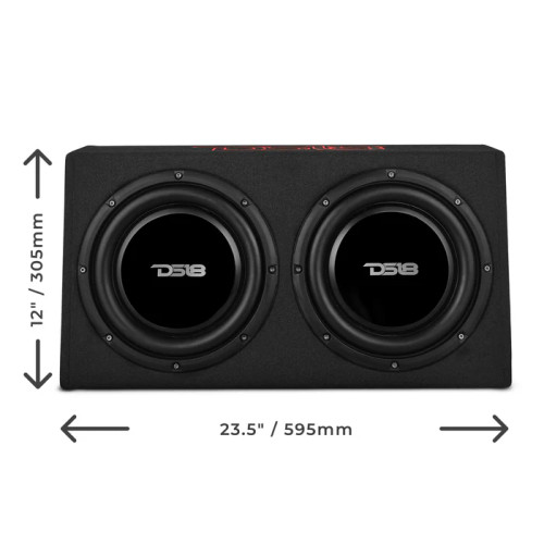 DS18 PU210A Dual 10" 350W RMS Active Shallow-Mount Subwoofer Enclosure  for Pickup Trucks