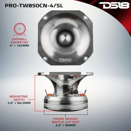 DS18 PRO-TW850CN-4 4" 250W RMS High Compression Hybrid Driver/Tweeter - 4 Ohm