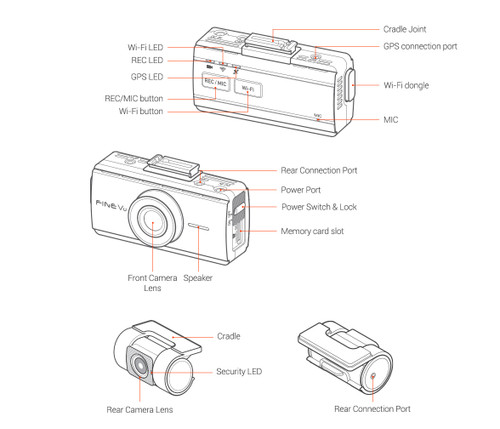 FineVu GX35 2CH 2K QHD Dual-Channel Dash Cam with Parking Mode, WiFi, GPS, ADAS