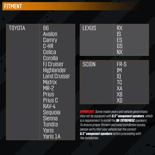 Skar Audio SK-TOYOEM65C 6.5" 100W RMS Coaxial Speakers for Toyota/Lexus/Scion Vehicles