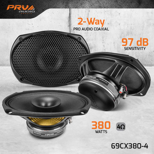 PRV Audio 69CX380-4 6x9" 2-Way Full Range Pro Audio Coaxial Speaker - 4 Ohm