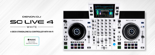 Denon DJ Professional SCLIVE4WHITEXUS 4-Deck Standalone DJ System with WiFi - White