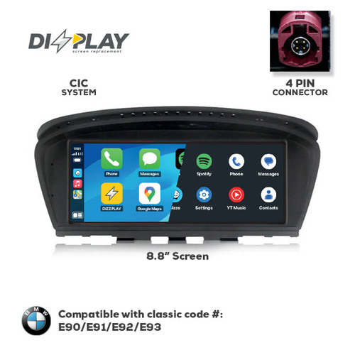 ZZ2 DZZ-CIC-3S-E9X-8-UHD  8.8" DIZZPLAY for Select 2009-2012 BMW 3 Series (E90/E91/E92/E93) with CIC System