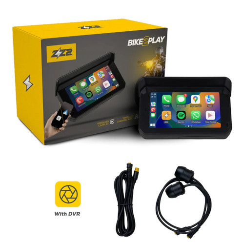 ZZ2 B2P-DVR Bike2Play 5" Touchscreen Unit with Wireless CarPlay & Android Auto for Motorcycles and Motorsports Vehicles with Digital Video Recorder