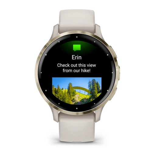 Garmin Venu 3S Smaller Fitness and Health Smartwatch - Soft Gold Stainless Steel Bezel with Ivory Case and Silicone Band