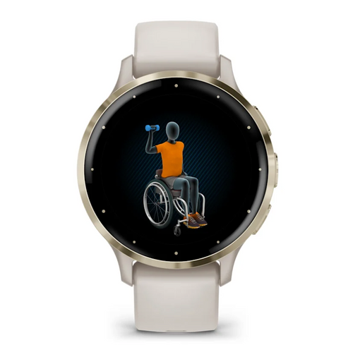 Garmin Venu 3S Smaller Fitness and Health Smartwatch - Soft Gold Stainless Steel Bezel with Ivory Case and Silicone Band