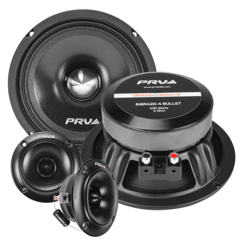 PRV Audio 6BUNDLE BULLET Two 6.5” Midrange Speakers with Two Shallow Super Tweeters