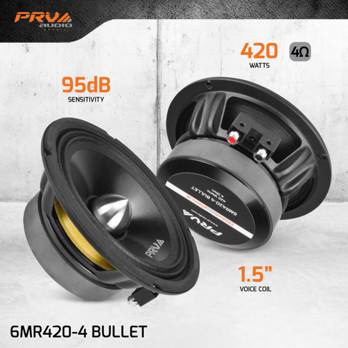 PRV Audio 6BUNDLE BULLET Two 6.5” Midrange Speakers with Two Shallow Super Tweeters
